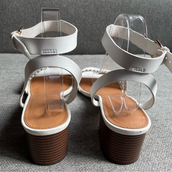 J. CREW Block Heel Sandals Cut-Outs White Slingback block sandals Women's 10 - Picture 7 of 12